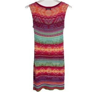 Lauren Ralph Lauren Linen Sheath Dress Women's S Rainbow Southwest Aztec Tribal